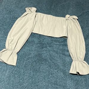 Puff woven sleeve Bardot corset size 12